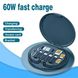 Mini Digital Gadgets Storage Box, Multifunctional 60W USB Data Cable Fast Charge Line Storage