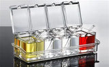 [High Quality] 4PCS Clear Seasoning Box Spice Storage Container Jars with Cover and fee gift Spoon masala jars